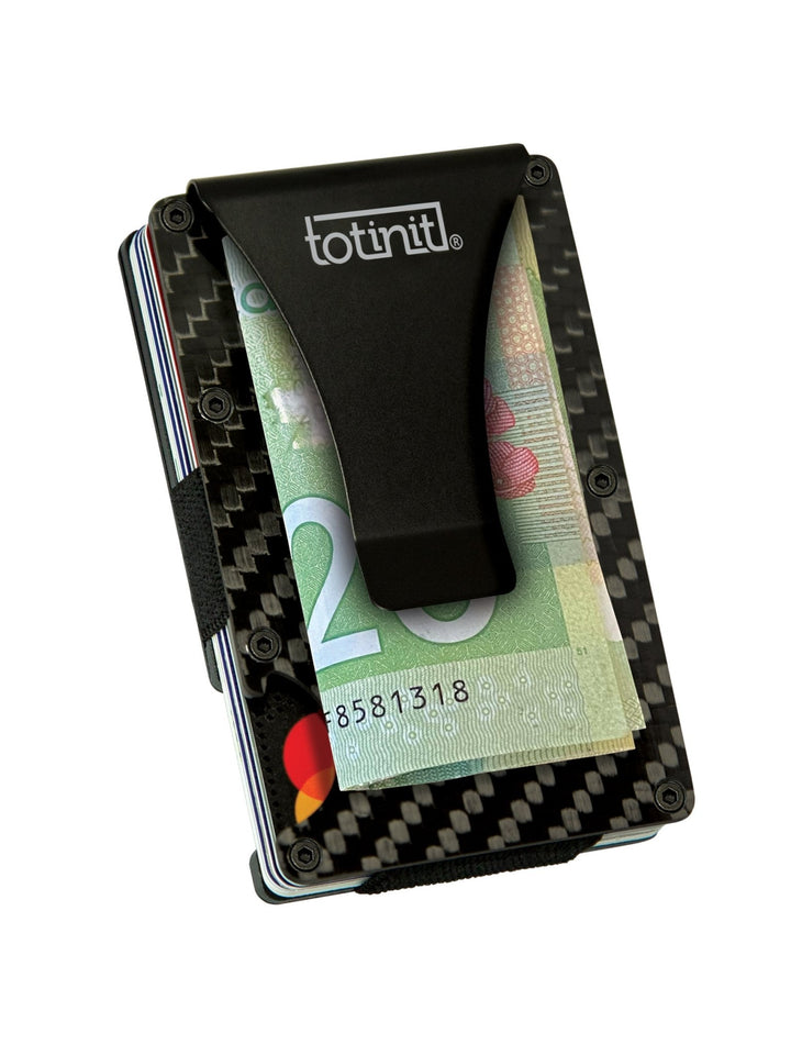 Carbon fiber RFID wallet with Canadian Dollars